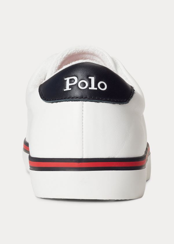 Ralph Lauren Longwood Læder Sneakers Bílé Červené | 86j6ReCj