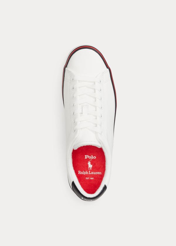 Ralph Lauren Longwood Læder Sneakers Bílé Červené | 86j6ReCj