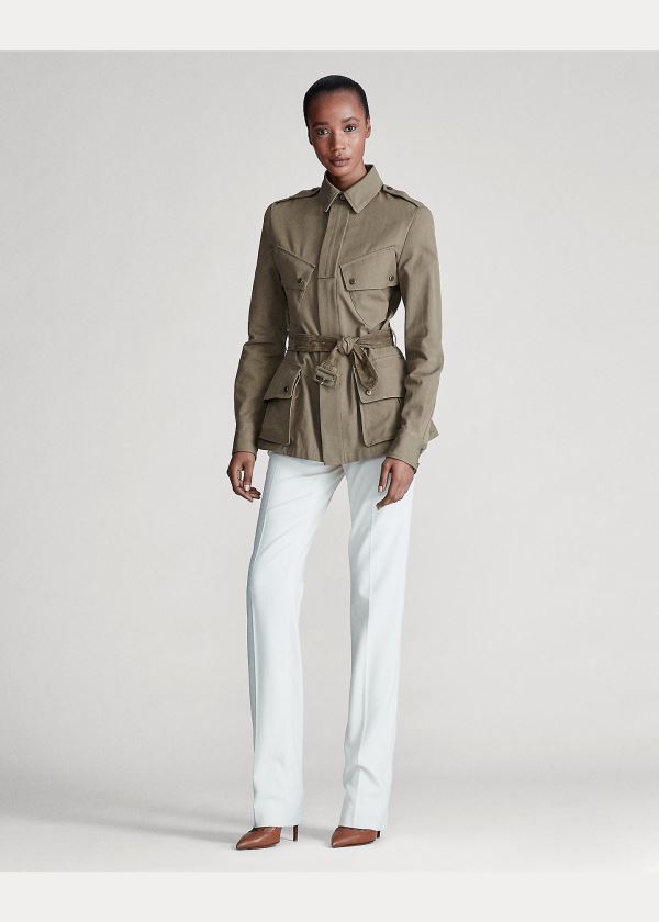 Ralph Lauren Lydie Belted Platene Jacket Zelene | gXgYC2NS