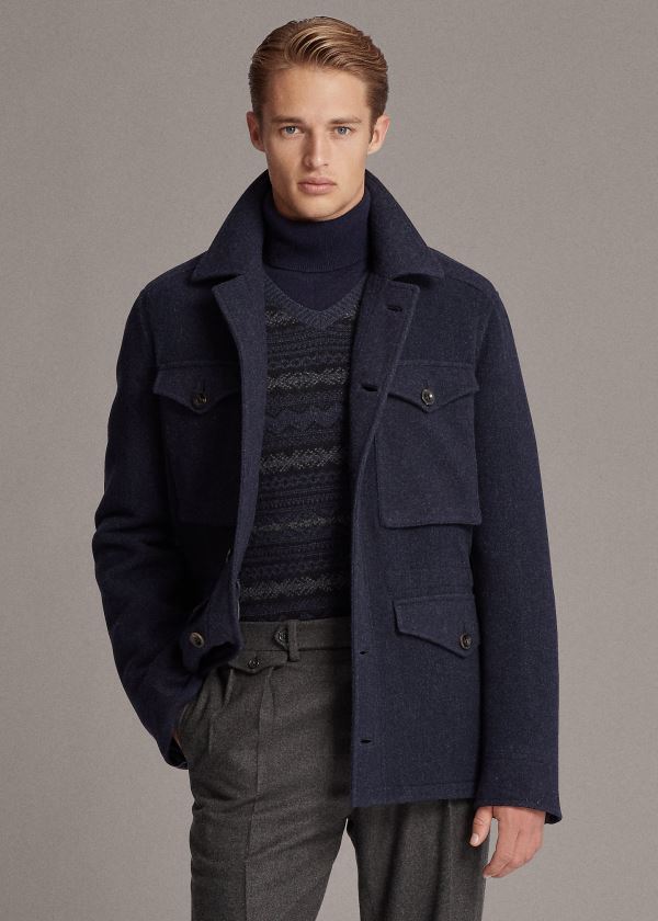 Ralph Lauren Mapleton Merino Wool Jacket Tmavě Blankyt Šedé | IPsSHV3T