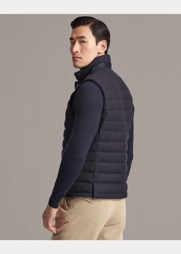 Ralph Lauren Merino-Blend-Flannel Down Vest Tmavě Blankyt | 7IcEcvhO