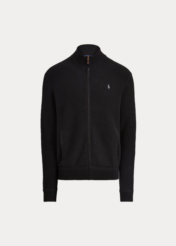 Ralph Lauren Merino Wool Full-Zip Svetrové Černé | 9yFozqvX