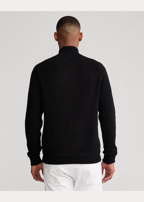 Ralph Lauren Merino Wool Full-Zip Svetrové Černé | 9yFozqvX