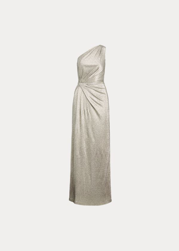 Ralph Lauren Metallic One-Shoulder Gown Světle Béžový | uIiPDgDX