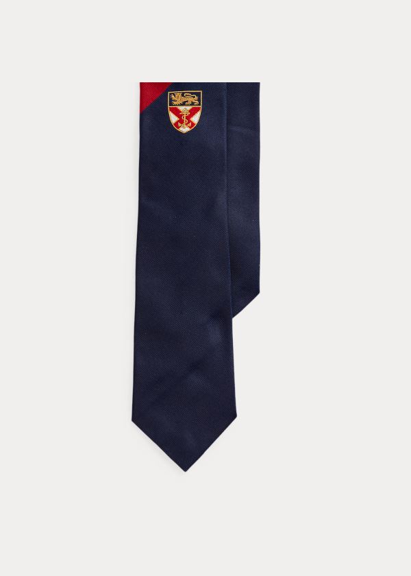 Ralph Lauren Naval Silk Club Tie Tmavě Blankyt Červené | uEGPnHcG