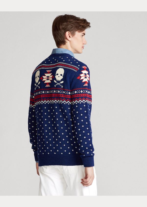 Ralph Lauren Nordic Scull-and-Bones Svetrové Královská Modrá Blankyt Krém | QcwiGH5r