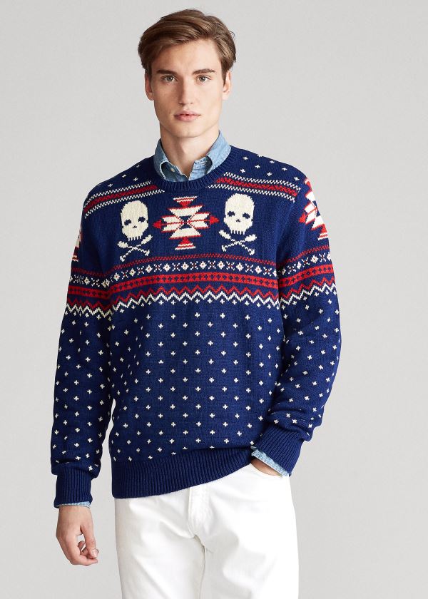 Ralph Lauren Nordic Scull-and-Bones Svetrové Královská Modrá Blankyt Krém | QcwiGH5r