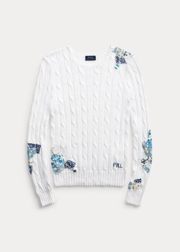 Ralph Lauren Patchwork Cable-Knit Svetrové Bílé | VSBV8IDM