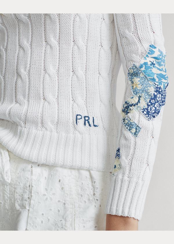 Ralph Lauren Patchwork Cable-Knit Svetrové Bílé | VSBV8IDM