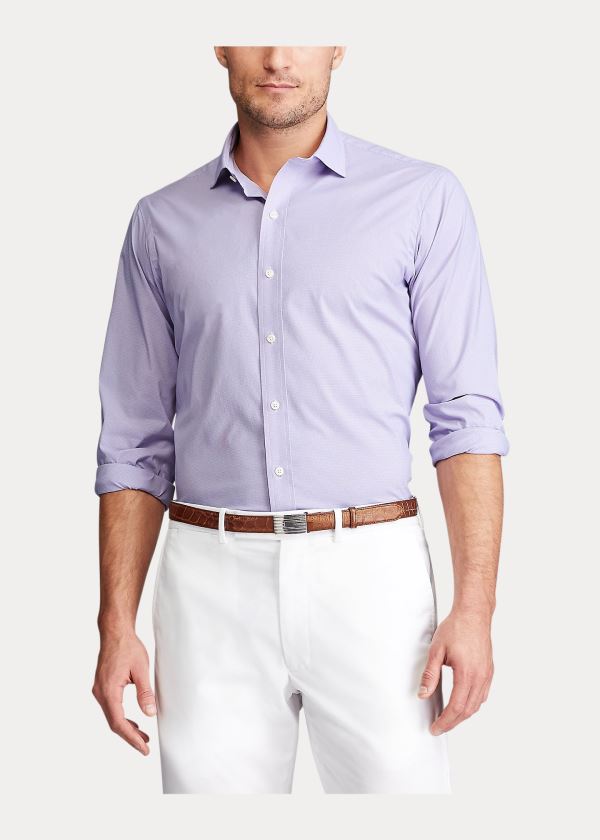 Ralph Lauren Performance Stretch Shirt Světle Fialové Bílé | lehM5YhE