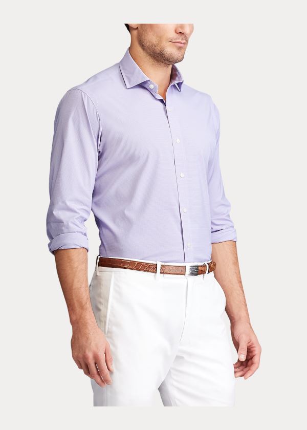 Ralph Lauren Performance Stretch Shirt Světle Fialové Bílé | lehM5YhE