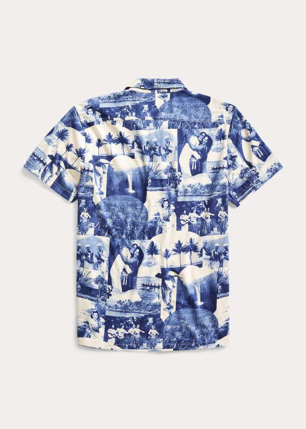 Ralph Lauren Photo-Print Jersey Camp Shirt Blankyt Krém | 7KsYStfE