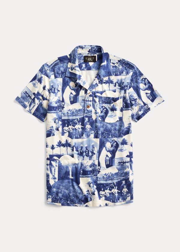 Ralph Lauren Photo-Print Jersey Camp Shirt Blankyt Krém | 7KsYStfE