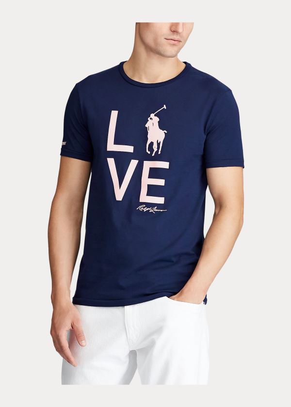 Ralph Lauren Pink Pony Live Love T-Shirt Tmavě Blankyt | T0tHHEc2