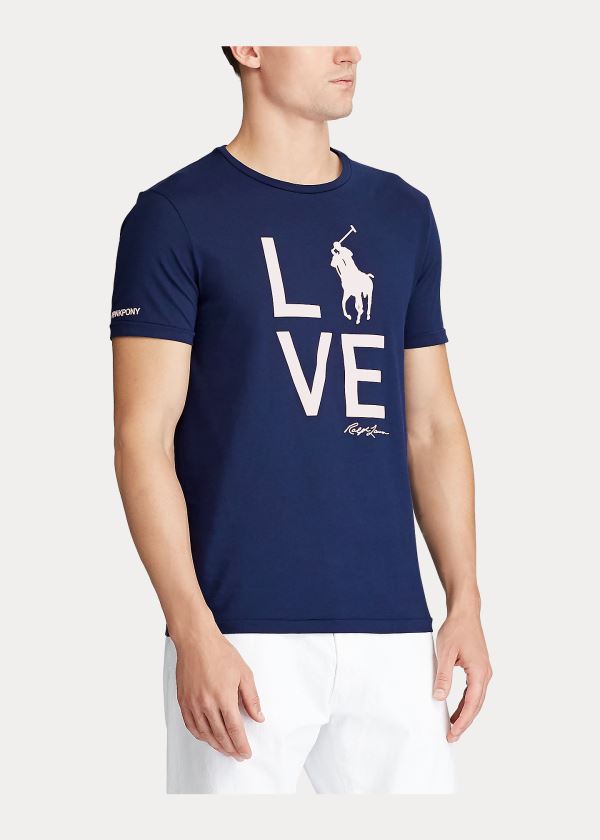 Ralph Lauren Pink Pony Live Love T-Shirt Tmavě Blankyt | T0tHHEc2