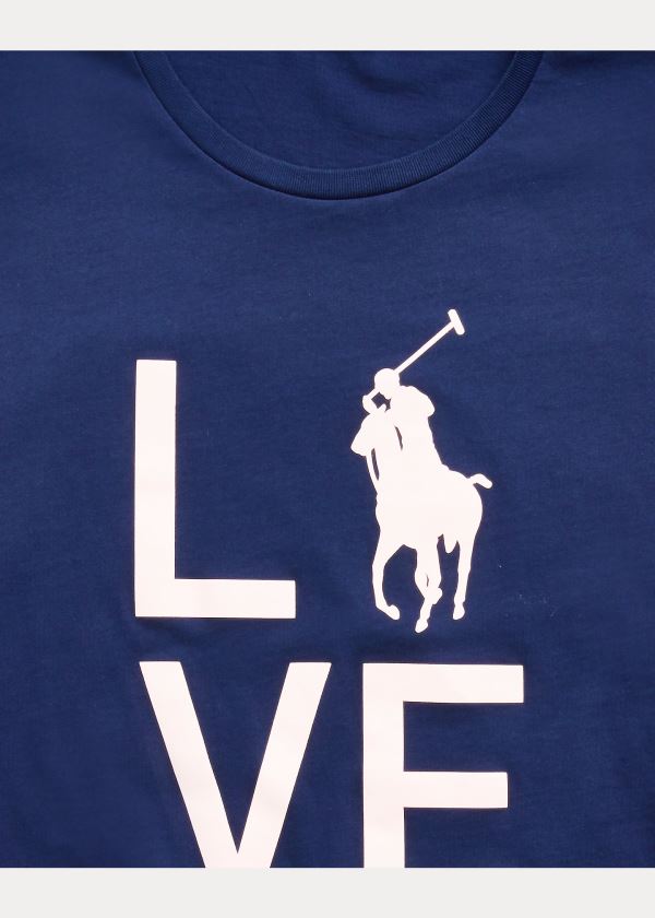 Ralph Lauren Pink Pony Live Love T-Shirt Tmavě Blankyt | T0tHHEc2