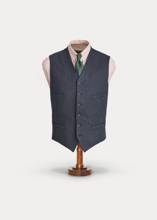 Ralph Lauren Pinstripe Herringbone Vest Indigo | y9qZ2lY7