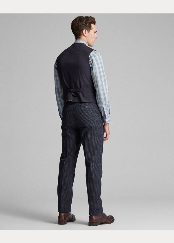 Ralph Lauren Pinstripe Herringbone Vest Indigo | y9qZ2lY7