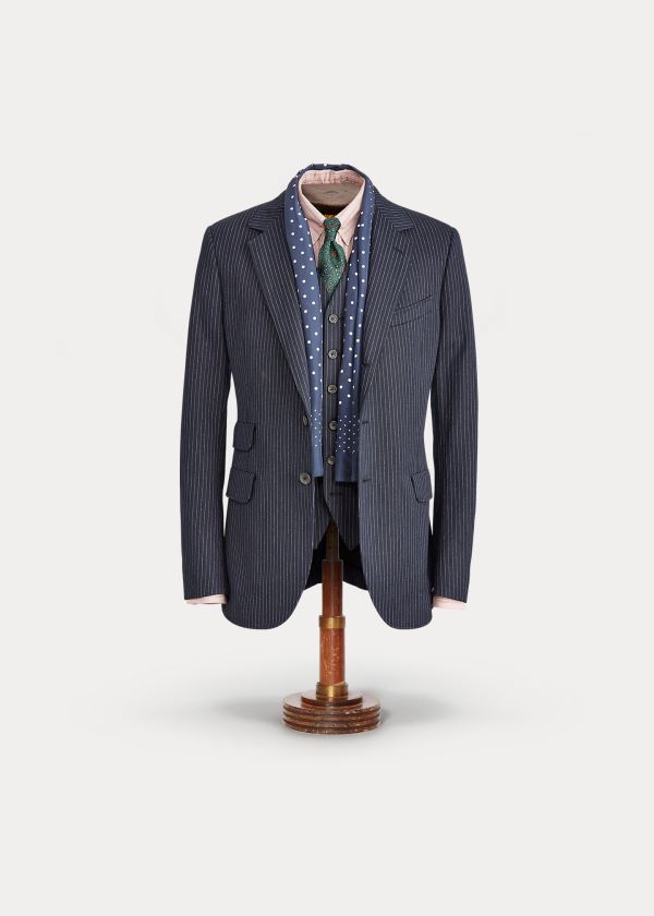 Ralph Lauren Pinstripe Suit Jacket Indigo | 5OORFEAS