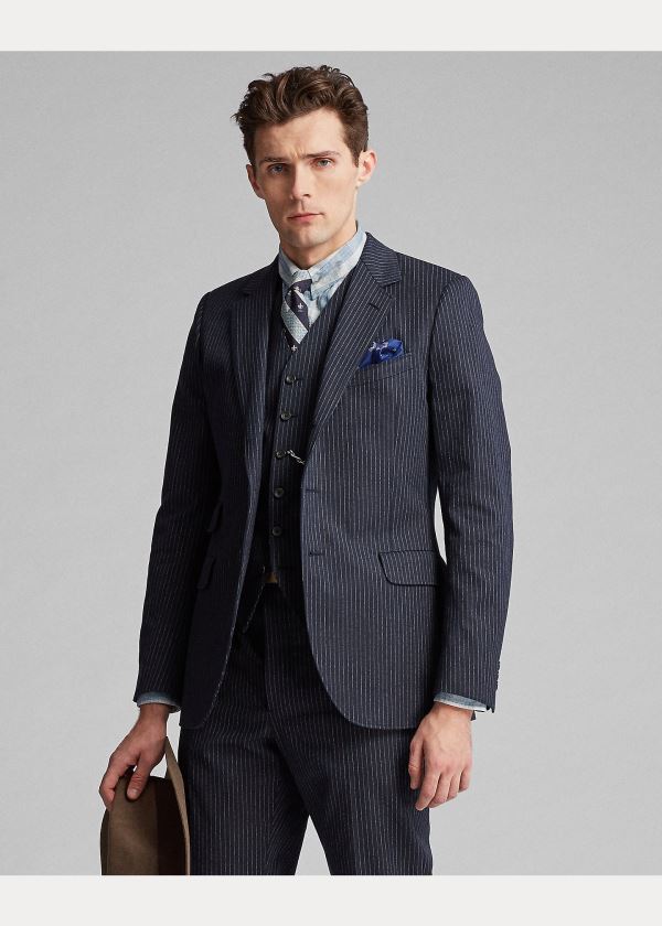 Ralph Lauren Pinstripe Suit Jacket Indigo | 5OORFEAS