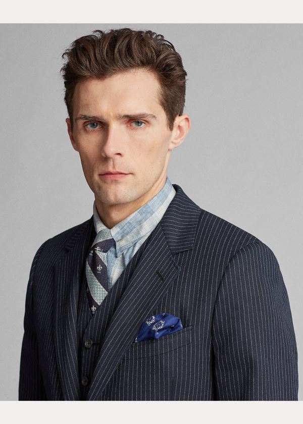 Ralph Lauren Pinstripe Suit Jacket Indigo | 5OORFEAS