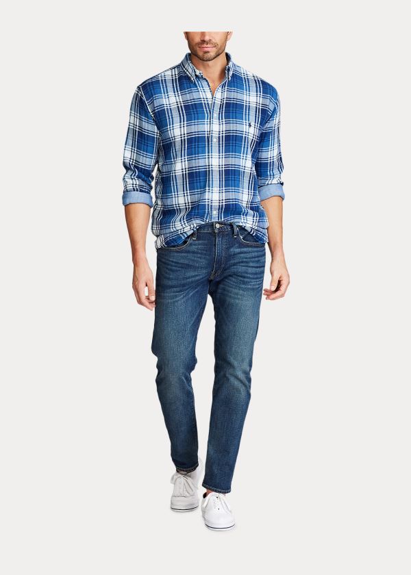 Ralph Lauren Plaid Double-Faced Shirt Tmavě Blankyt Bílé | 6ERaFJF3