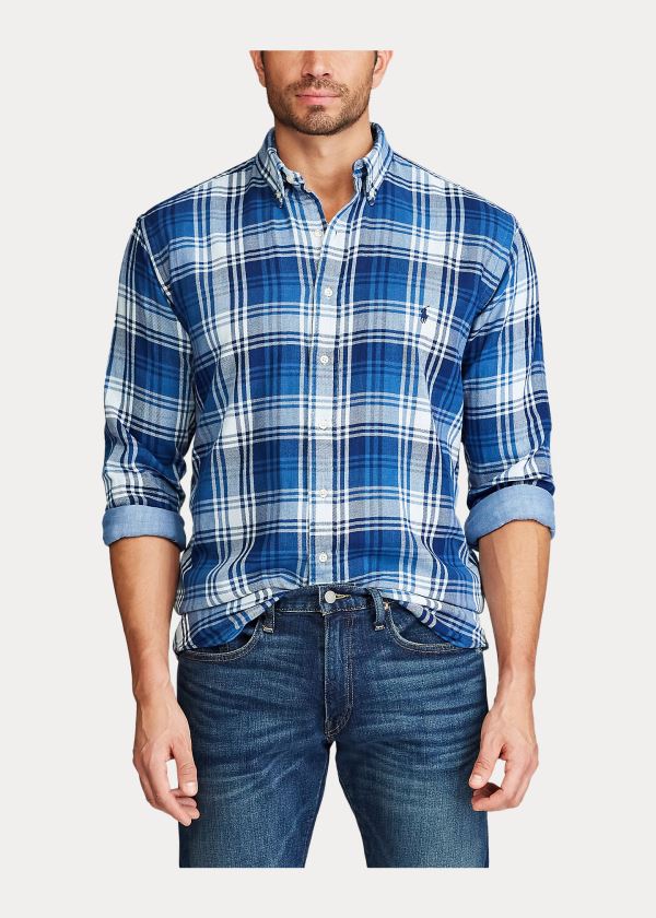 Ralph Lauren Plaid Double-Faced Shirt Tmavě Blankyt Bílé | 6ERaFJF3