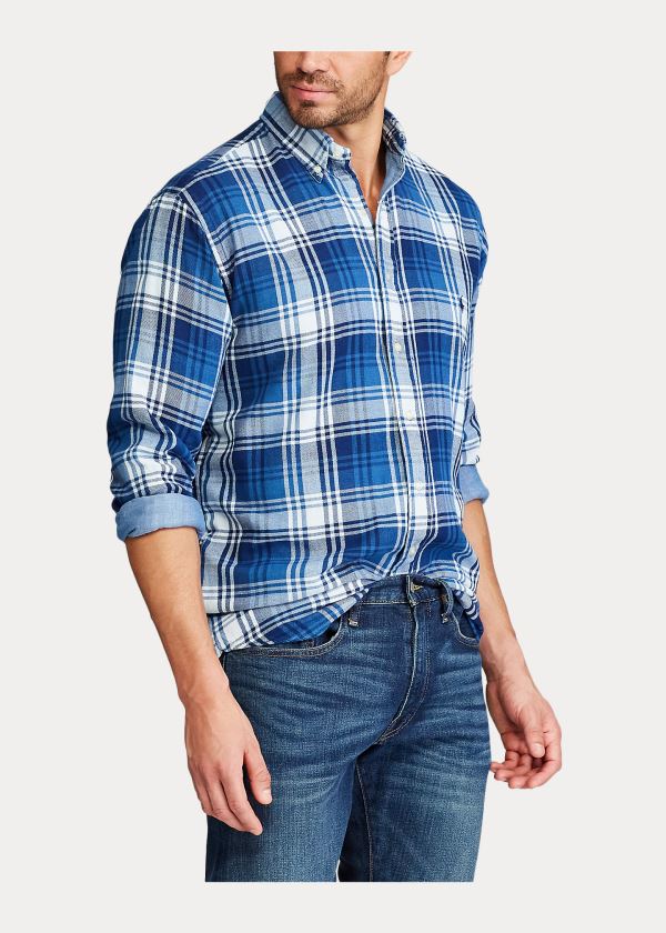 Ralph Lauren Plaid Double-Faced Shirt Tmavě Blankyt Bílé | 6ERaFJF3