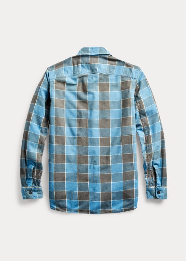 Ralph Lauren Plaid-Print Brushed Workshirt Šedé Blankyt | lzok2UiJ