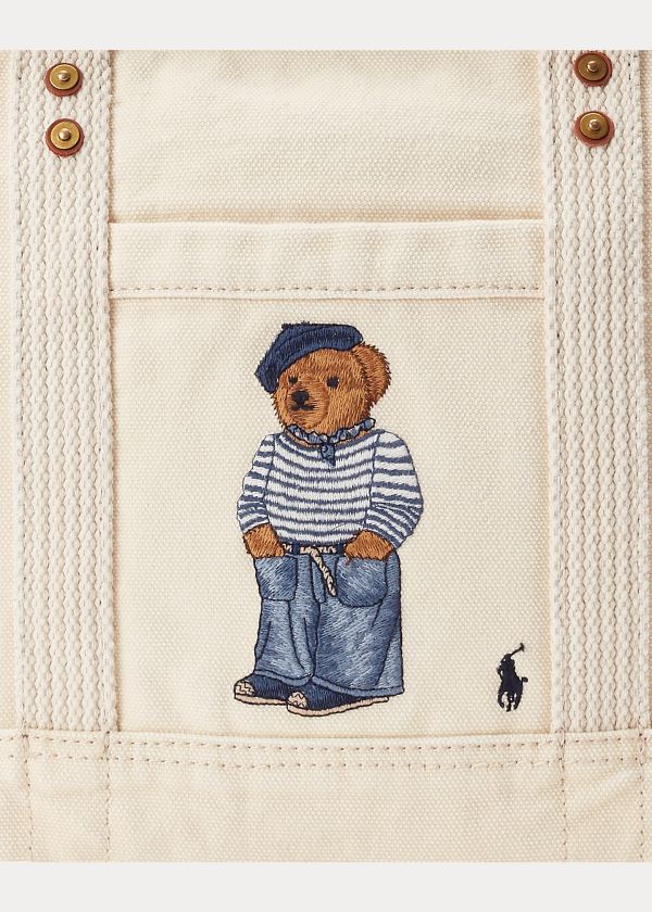 Ralph Lauren Platene Polo Bear Small Tote Krém | 0kqSHBPN