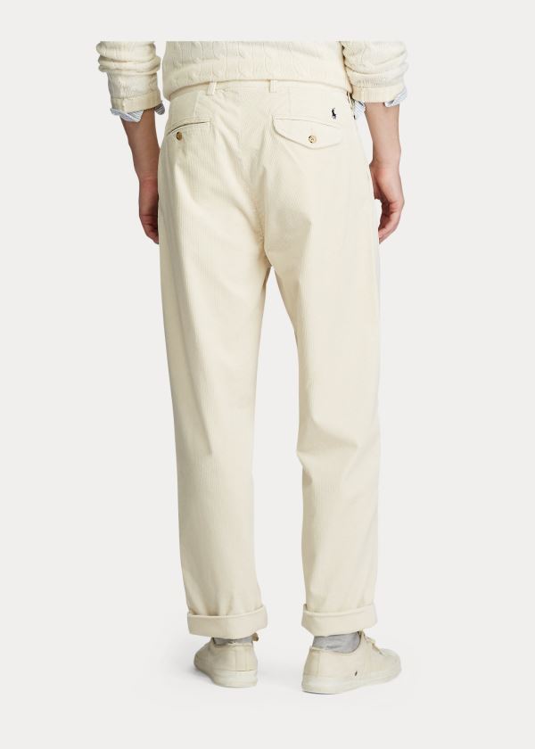 Ralph Lauren Pleated Baggy Corduroy Pant Krém | dvSedkrF