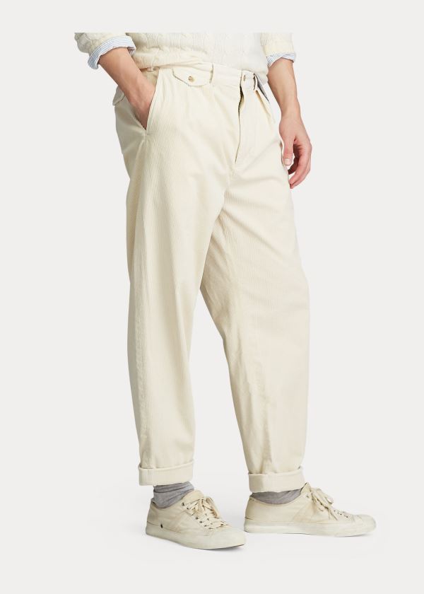 Ralph Lauren Pleated Baggy Corduroy Pant Krém | dvSedkrF