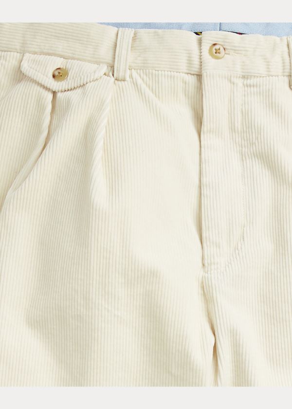 Ralph Lauren Pleated Baggy Corduroy Pant Krém | dvSedkrF