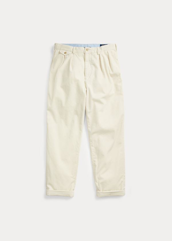 Ralph Lauren Pleated Baggy Corduroy Pant Krém | dvSedkrF