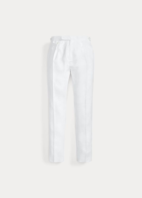 Ralph Lauren Pleated Linen Suit Trouser Bílé | P1OTk5Os