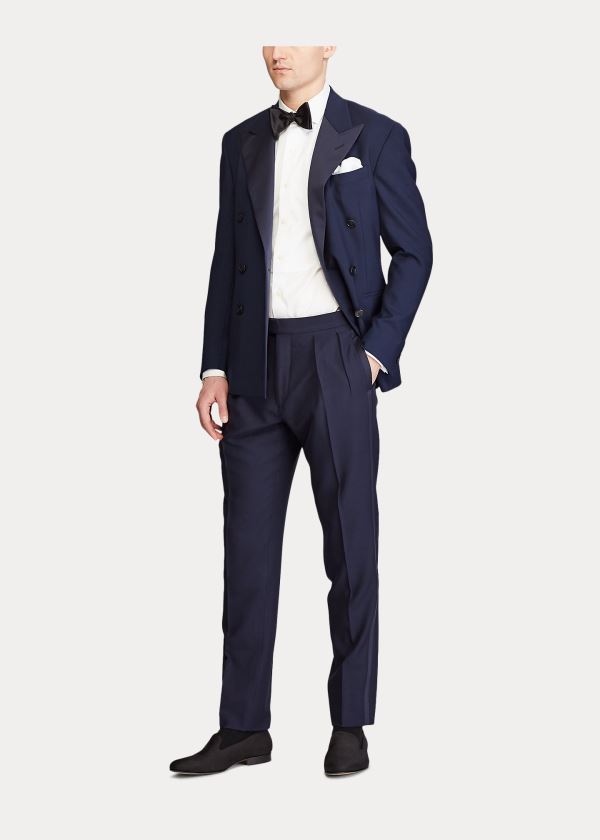 Ralph Lauren Pleated Tuxedo Trouser Tmavě Blankyt | akJvLN3V