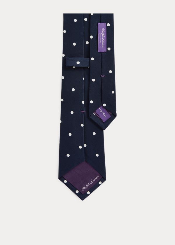 Ralph Lauren Polka-Dot Silk Crepe Tie Tmavě Blankyt | hhnFCPNT