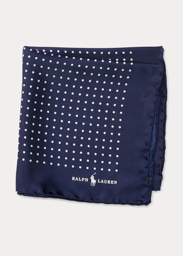 Ralph Lauren Polka-Dot Silk Pocket Square Tmavě Blankyt | 73Ve7rOm