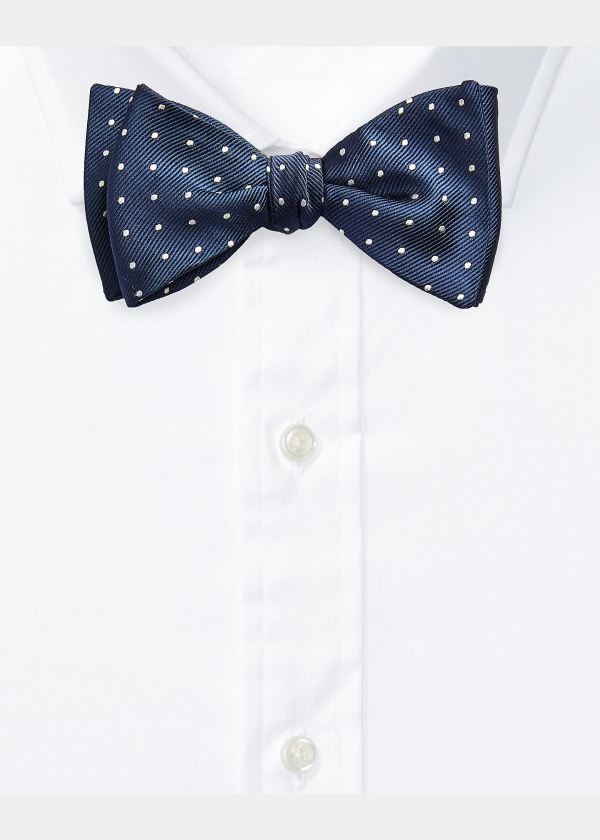 Ralph Lauren Polka-Dot Silk Repp Bow Tie Tmavě Blankyt Bílé | CqHyH5b5