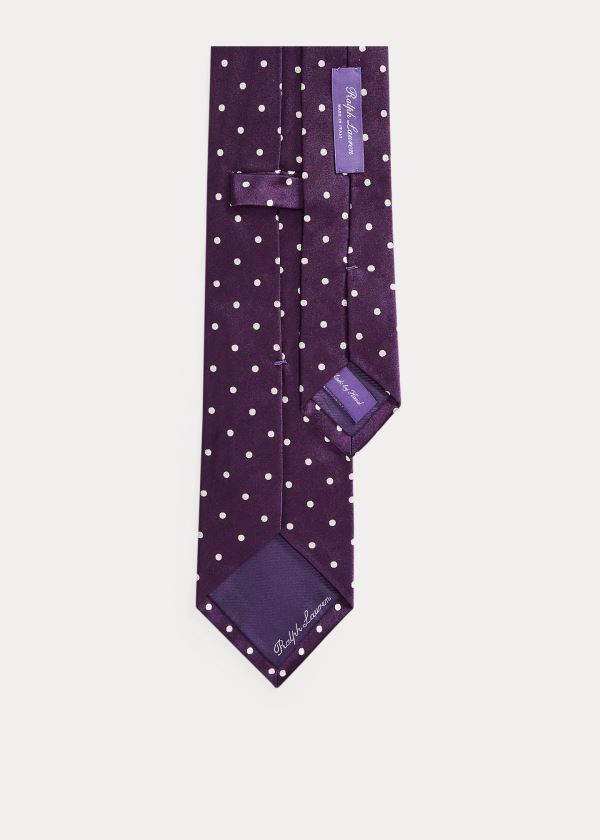 Ralph Lauren Polka-Dot Silk Satin Tie Tmavě Fialové | pWaNs7Oa