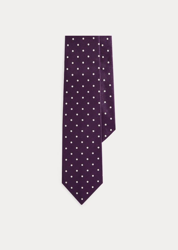 Ralph Lauren Polka-Dot Silk Satin Tie Tmavě Fialové | pWaNs7Oa