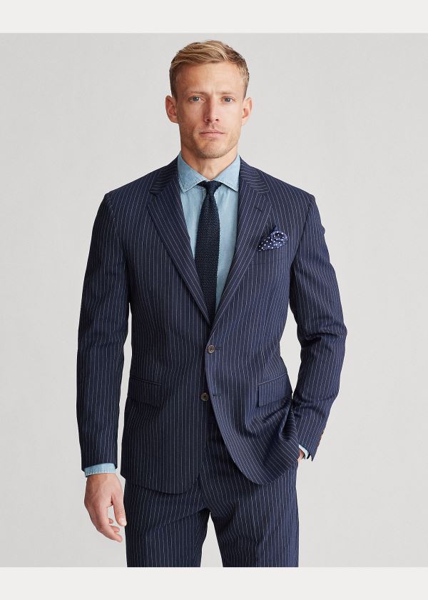 Ralph Lauren Polo Dot-Stripe Stretch Suit Tmavě Blankyt Bílé Proužek | Ko5gcXAJ