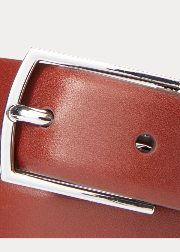 Ralph Lauren Polo-Plaque Calfskin Belt Hnědé | s5Q2VqlB