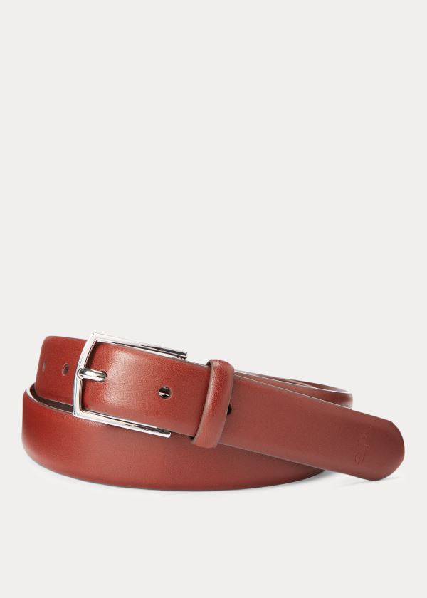 Ralph Lauren Polo-Plaque Calfskin Belt Hnědé | s5Q2VqlB