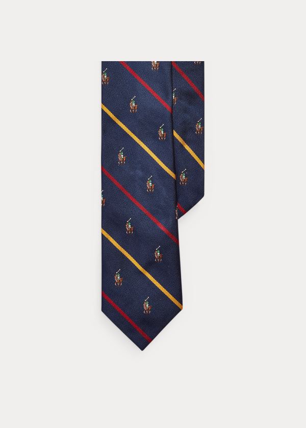 Ralph Lauren Polo Player Silk Narrow Tie Tmavě Blankyt Červené | YGrujU3d