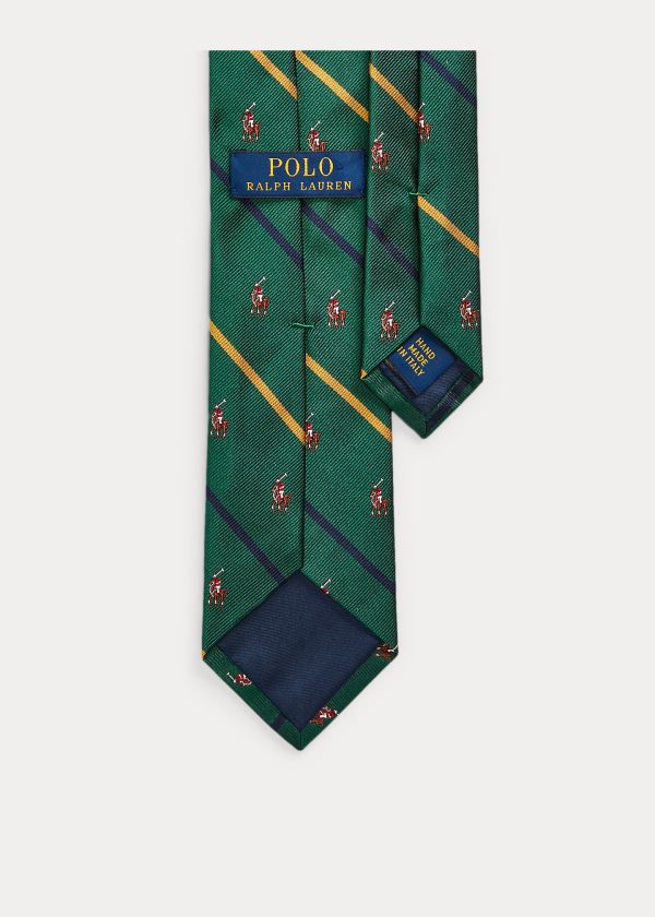 Ralph Lauren Polo Player Silk Narrow Tie Zelene Zlaté | vz1i9eaF