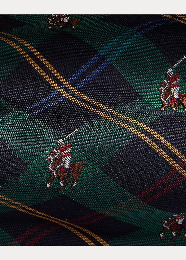 Ralph Lauren Polo Player Tartan Narrow Tie Zelene Zlaté | X9XpvMKR