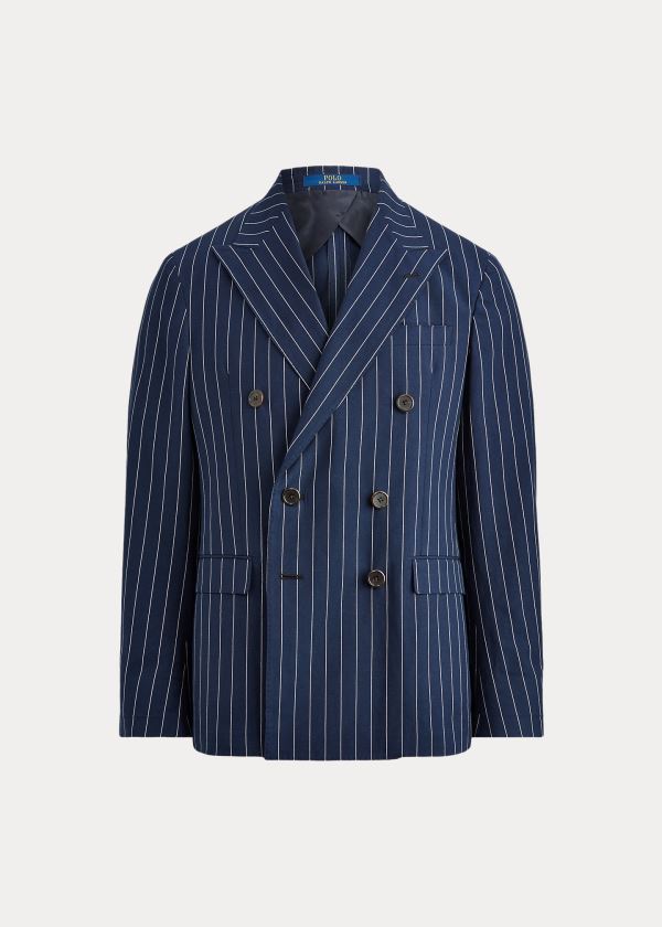 Ralph Lauren Polo Soft Pinstripe Sportovní Coat Tmavě Blankyt Bílé | tTPvPU6o