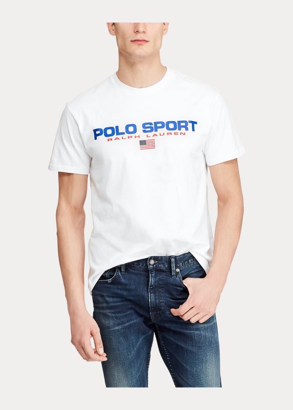 Ralph Lauren Polo Sportovní Bavlněné T-Shirt Bílé | pJzGjpIi