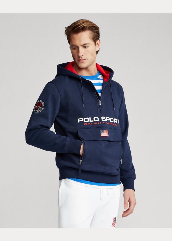 Ralph Lauren Polo Sportovní Double-Knit Hoodie Tmavě Blankyt | jw8UxRBb